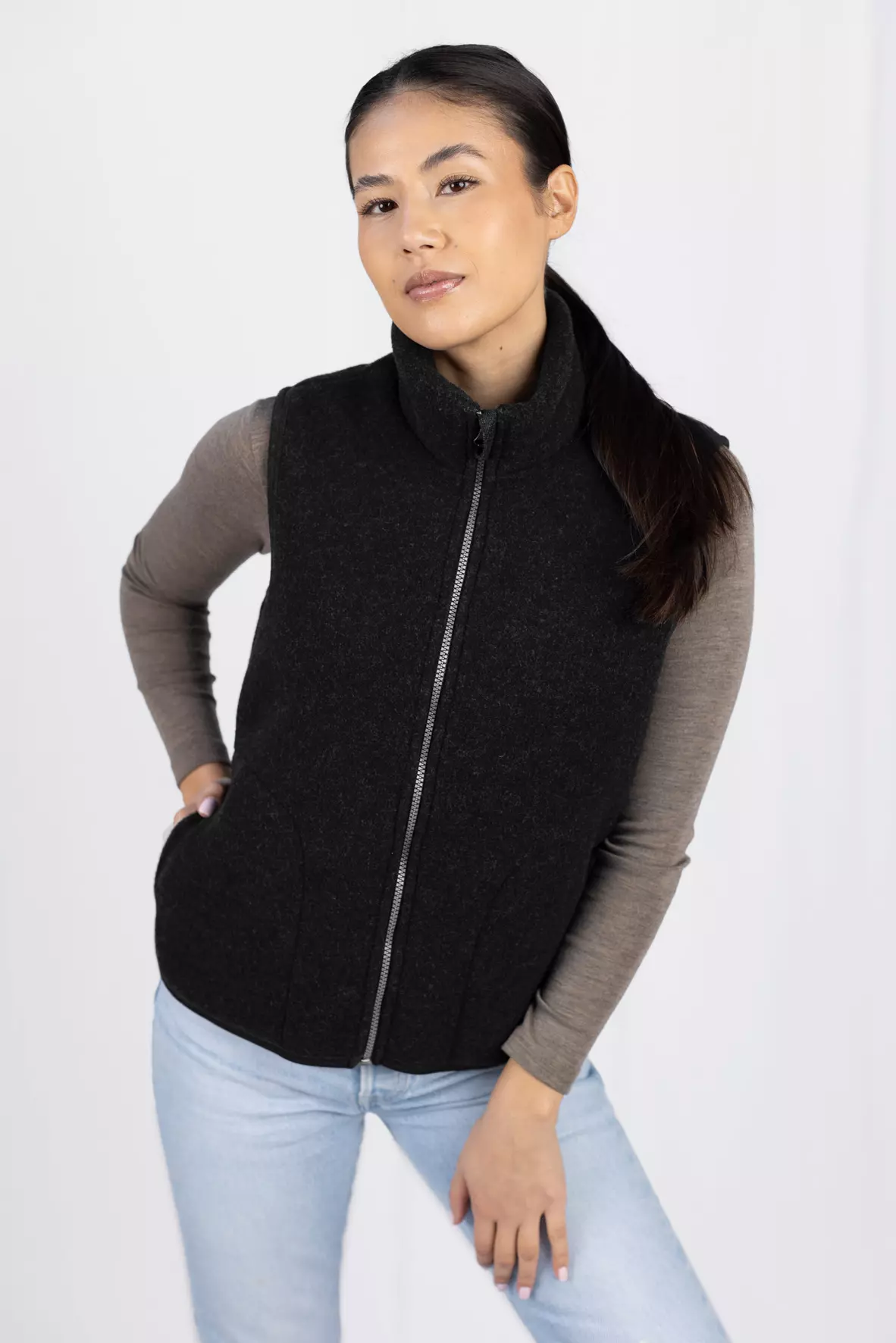 Women's merino wool fleece vest, IVN BEST