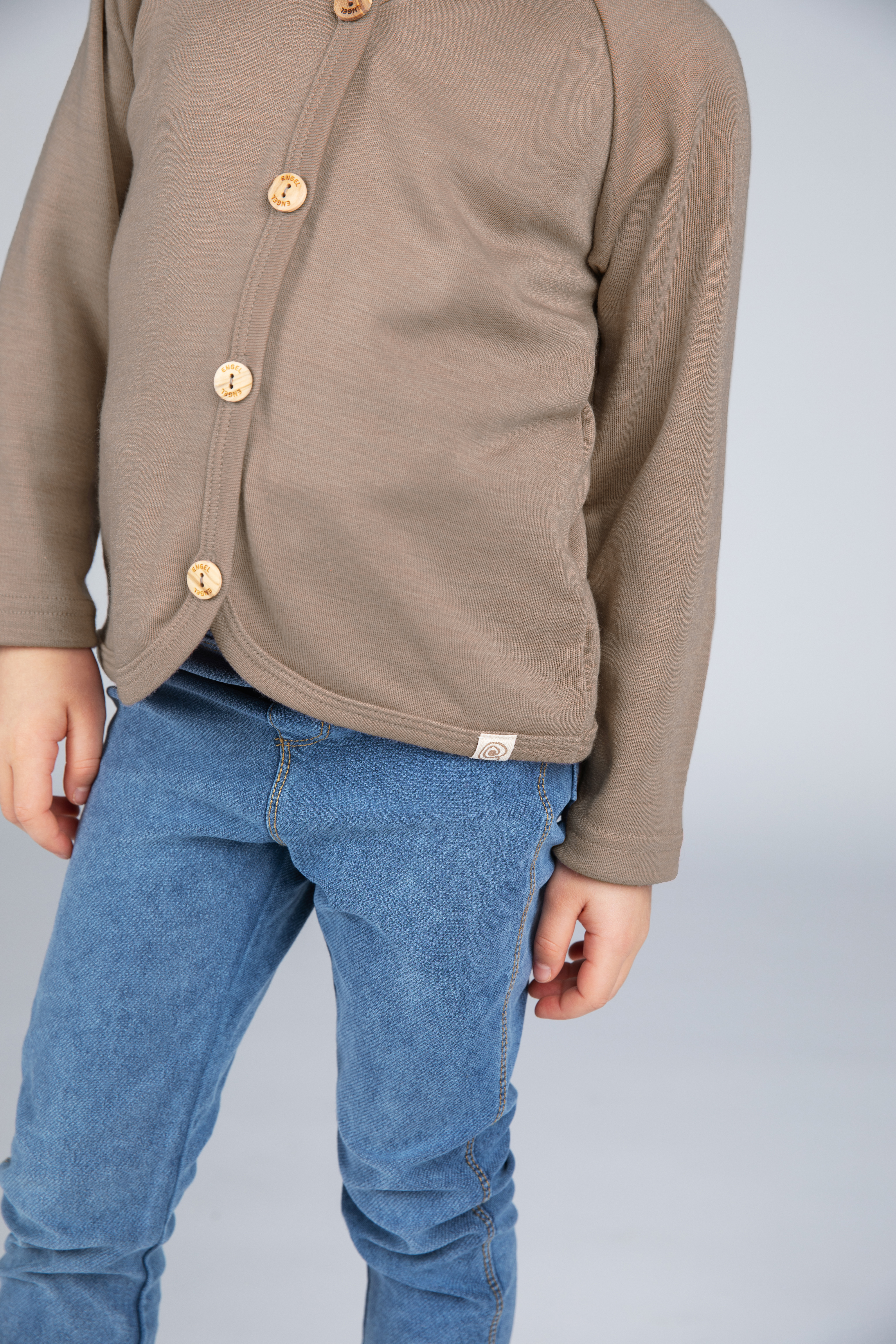 Kinder Cardigan aus Merinowolle & Seide, GOTS