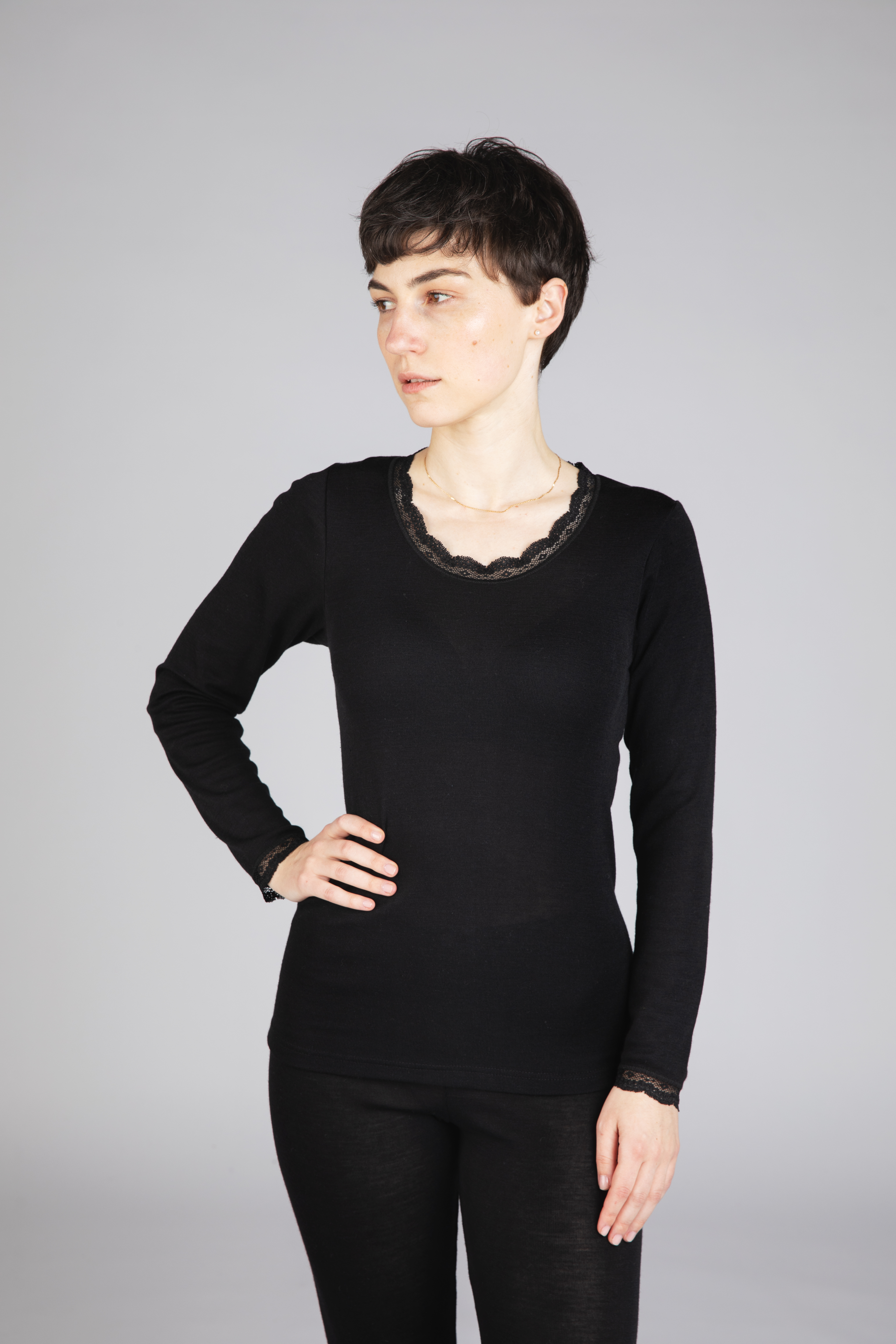 Shirt Damen, mit Spitze