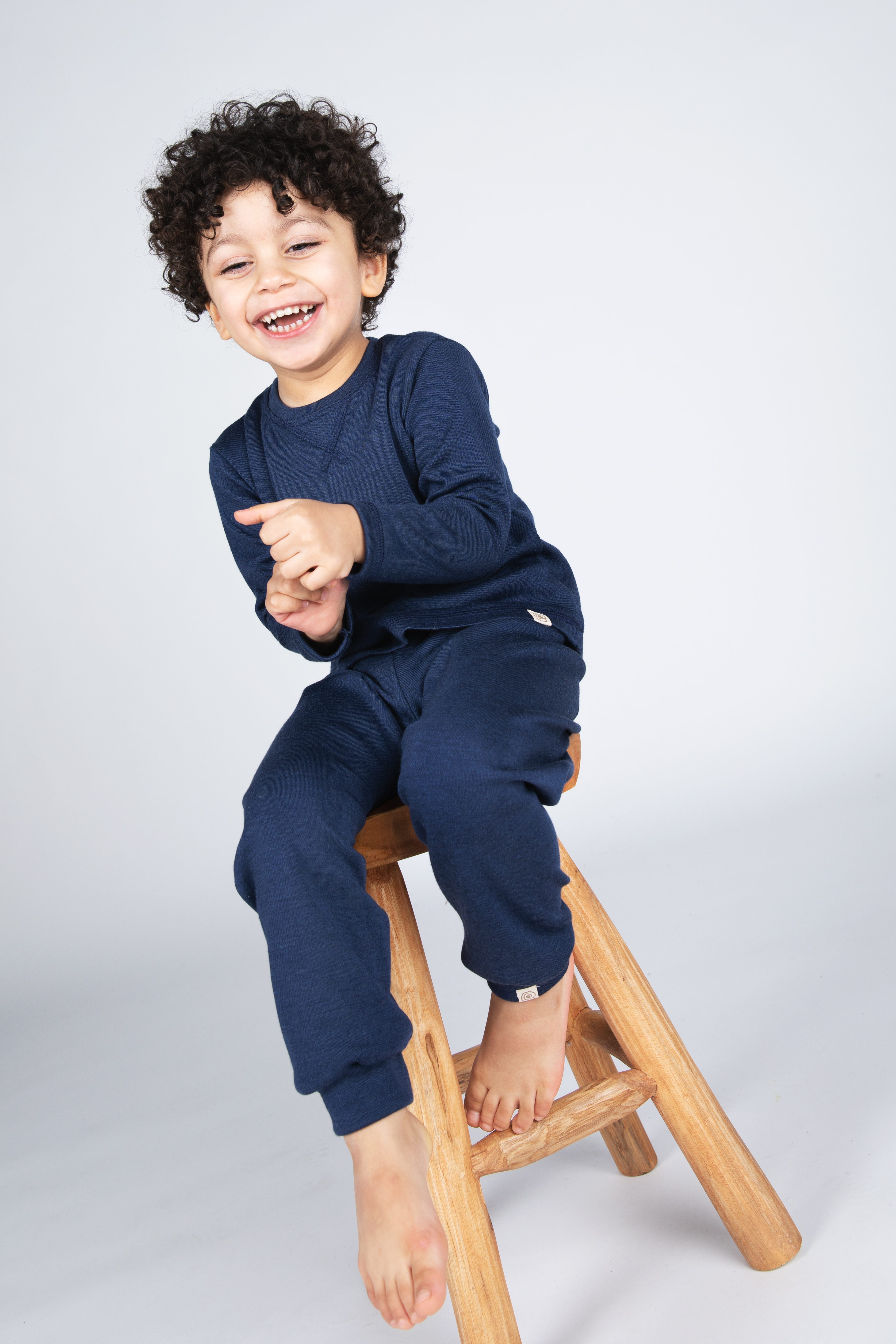 Kids merino wool & silk joggers, GOTS