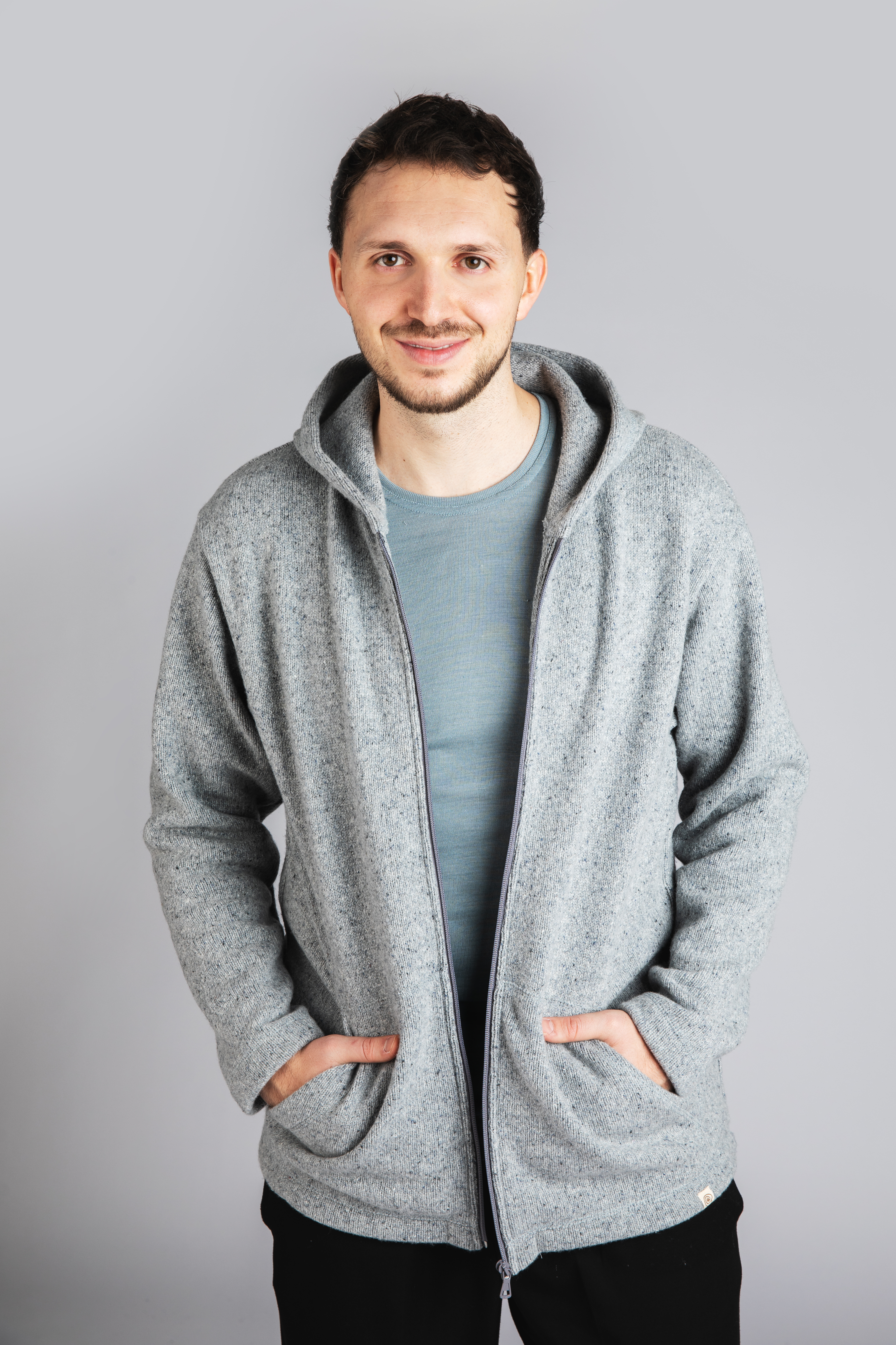 Jacke Herren mit Reißverschluss aus Merinowolle & Seide - Recyclinggarn