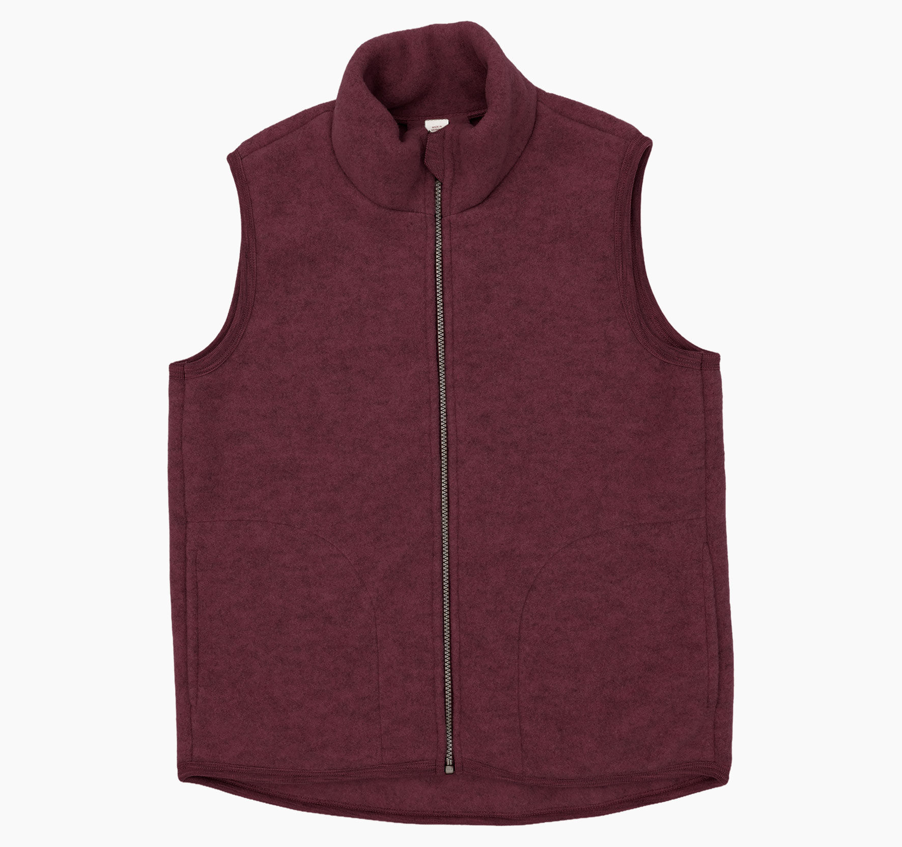 Damen Fleeceweste aus 100% Schurwolle von Merinoschafen mit zwei großen Taschen und Zipper.