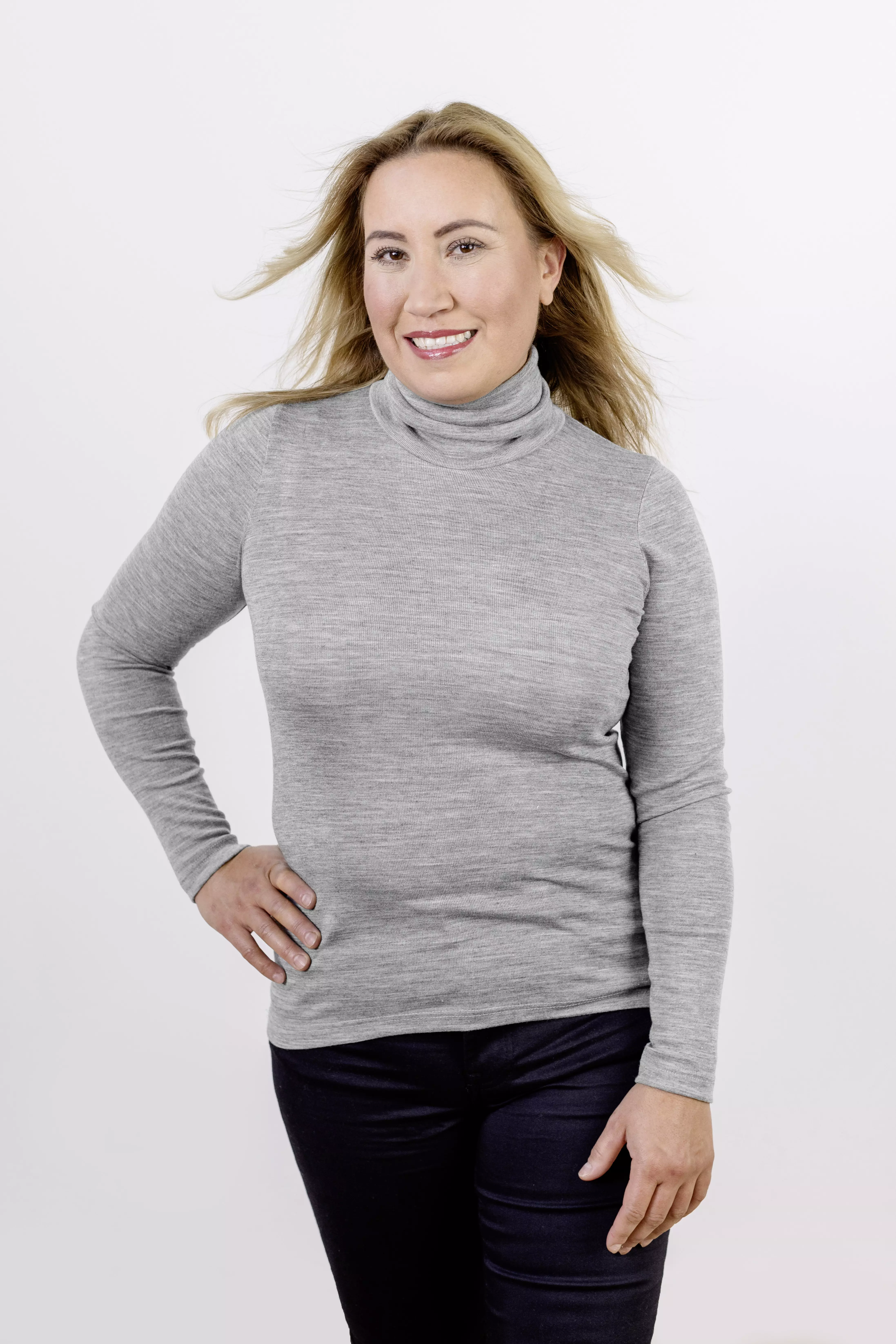 Rollkragenshirt Damen aus Merinowolle & Seide, GOTS
