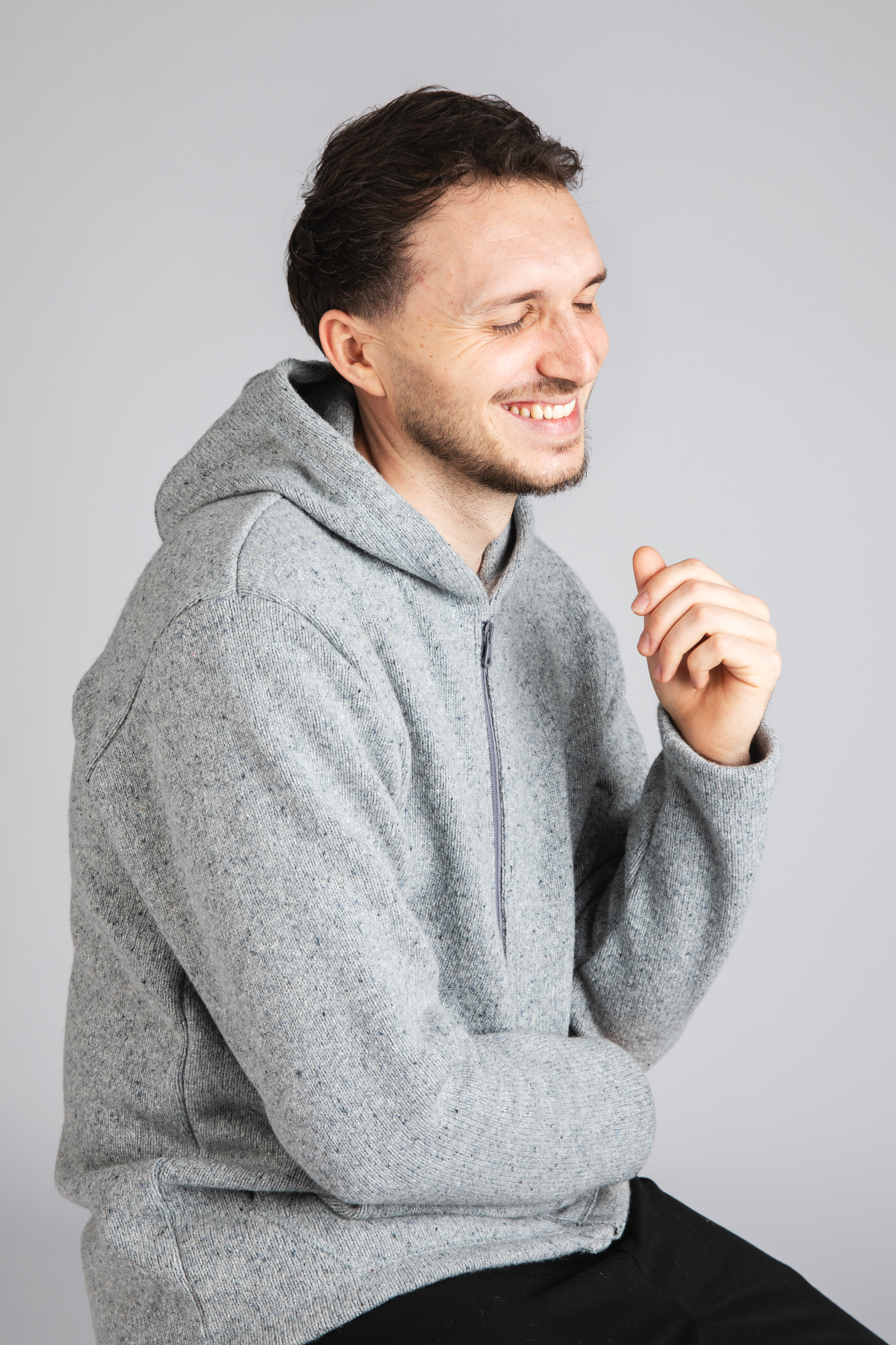Jacke Herren mit Reißverschluss aus Merinowolle & Seide - Recyclinggarn
