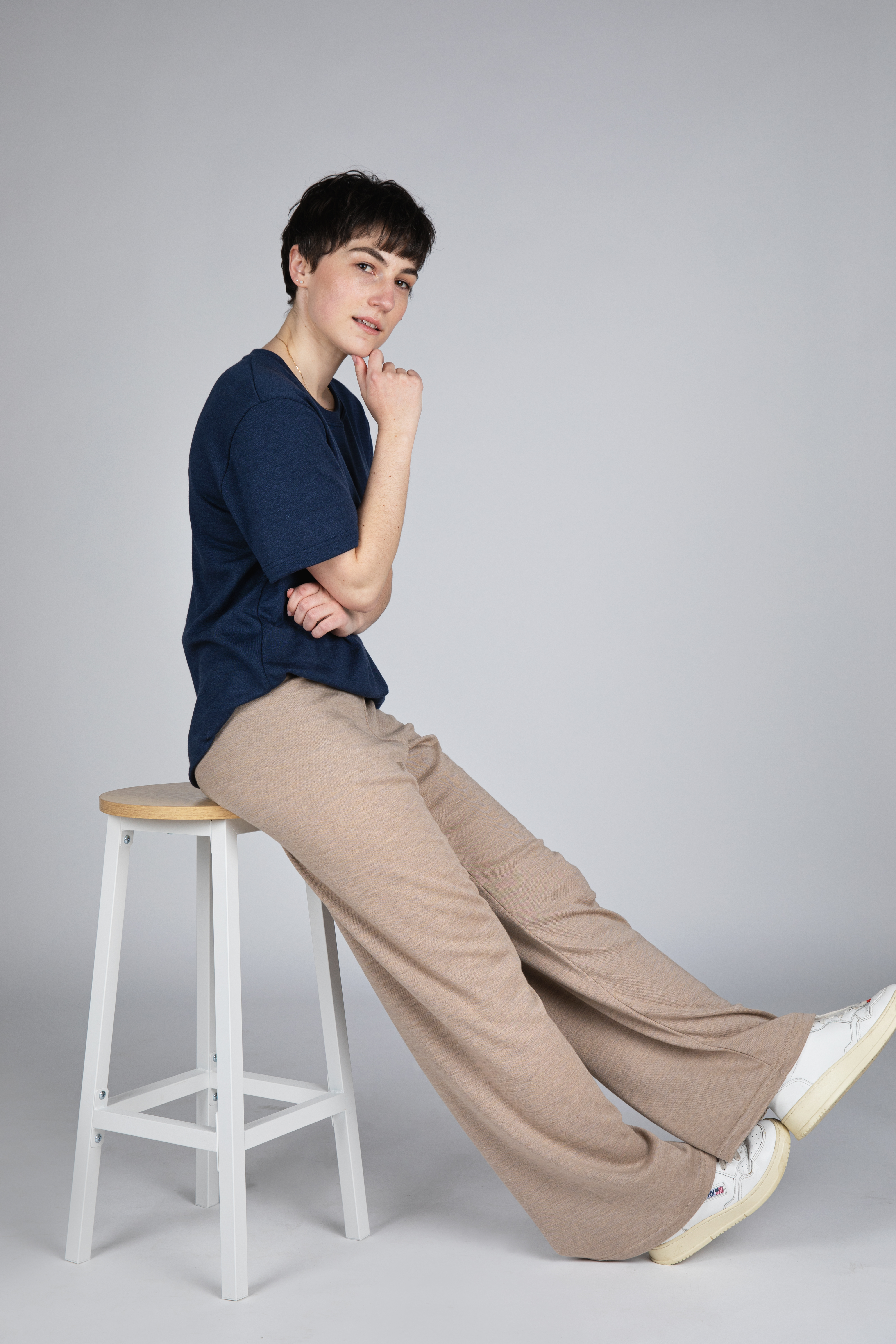 Women's merino wool & silk lounge trousers, GOTS
