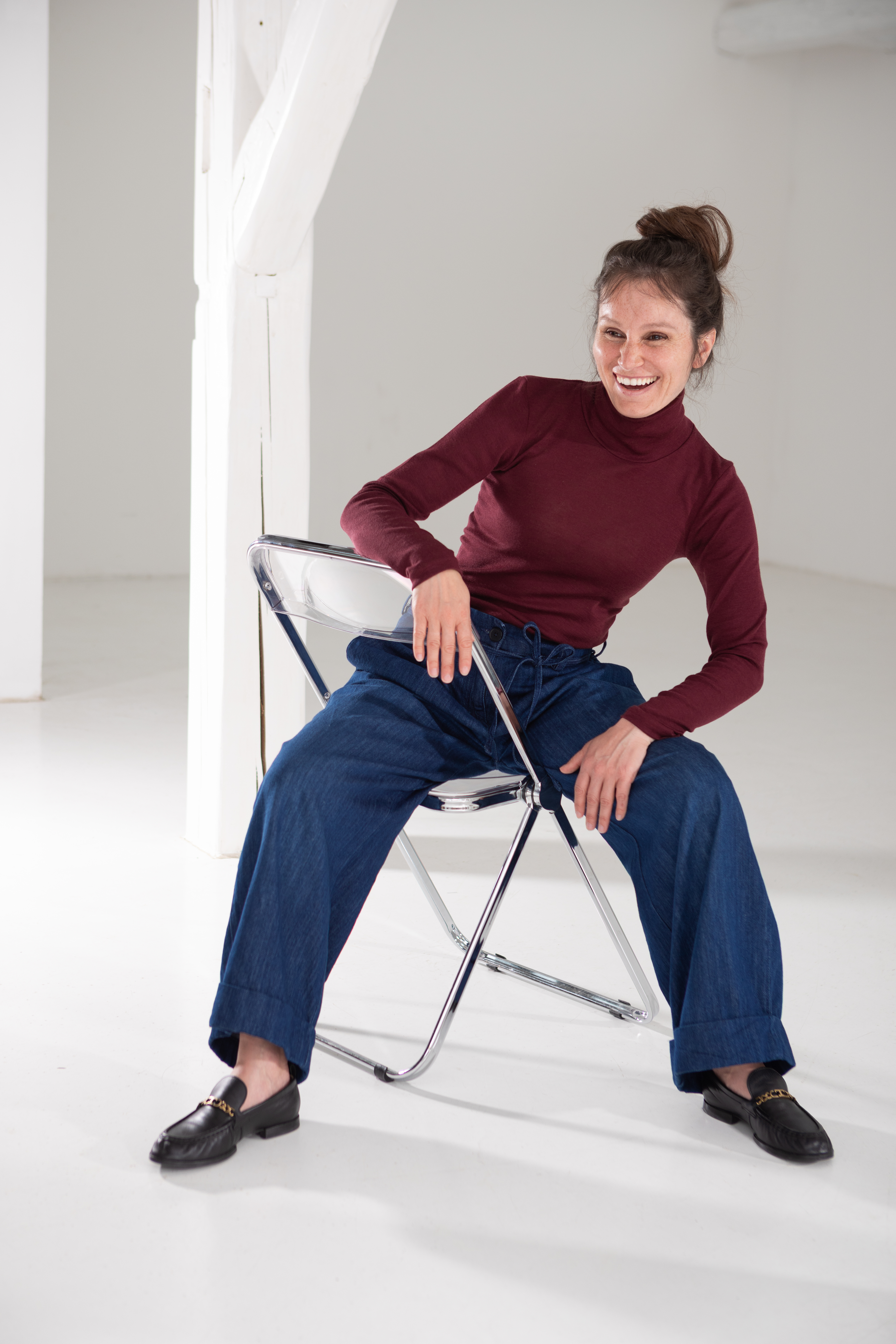 Rollkragenshirt Damen aus Merinowolle & Seide, GOTS